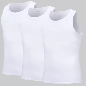 3 weiße Unterhemden aus Baumwolle