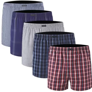 5 Boxershorts mit Streifen oder Karo-Muster in verschiedenen Farben