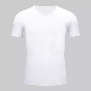 Vorderansicht: Weißes Bambus T-Shirt V-Ausschnitt